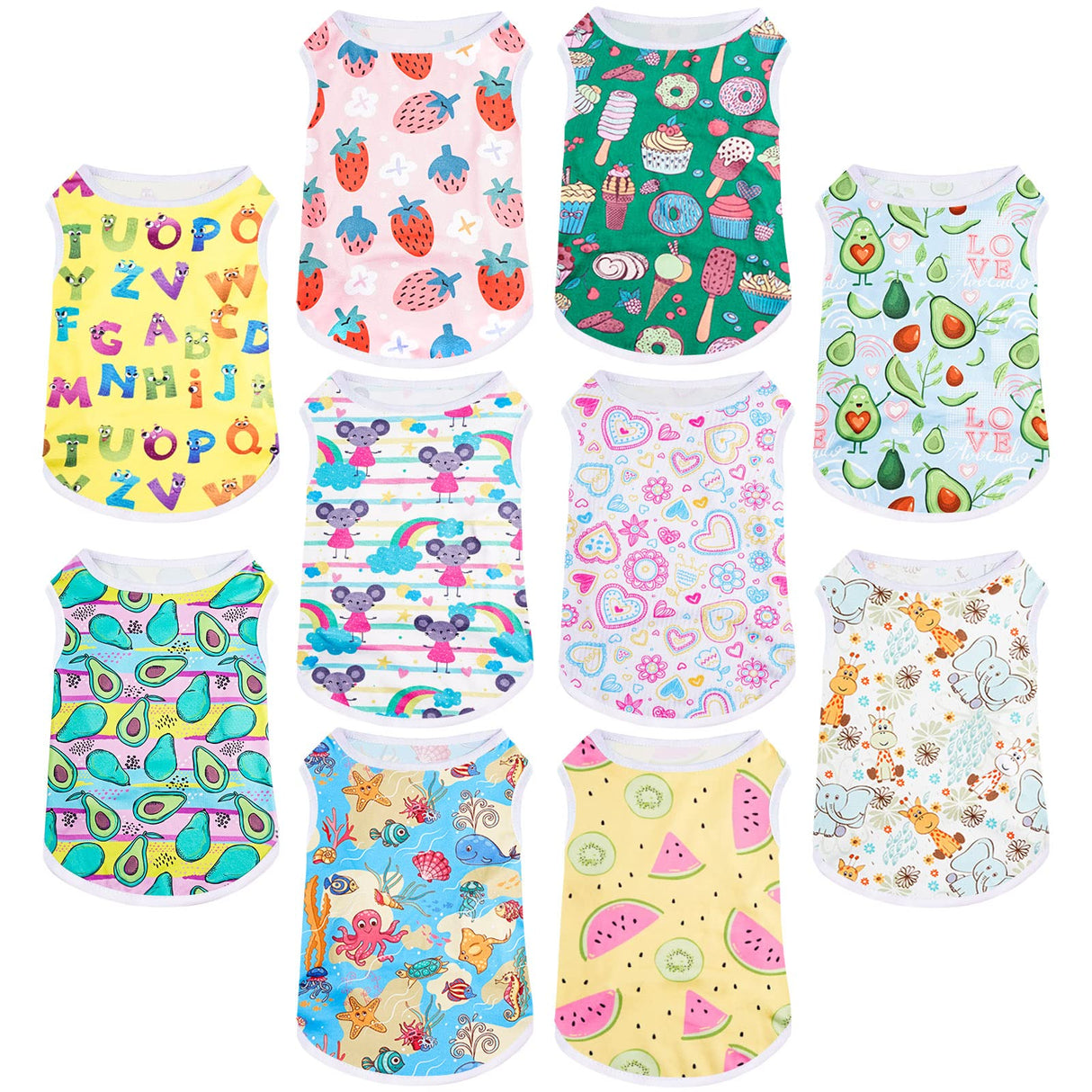 Saintrygo 10 Pcs Lovely Puppy Shirts Print Dog Clothes Breathable Summer Pet Cartoon Dog Shirt Clothes Sweatshirt for Puppy Cartoon Shirt Sweatshirt to Cat(Medium)