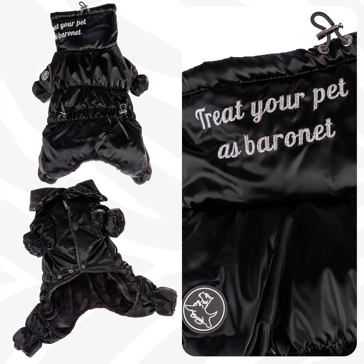 PETBARONET Dog Winter Jacket, Waterproof Full Body Dog Coat, Snow Jacket for Dogs, Snowsuit, Winter Coat - Perfect for Cold Weather, Ideal for Small Medium Dogs (Black, Large)