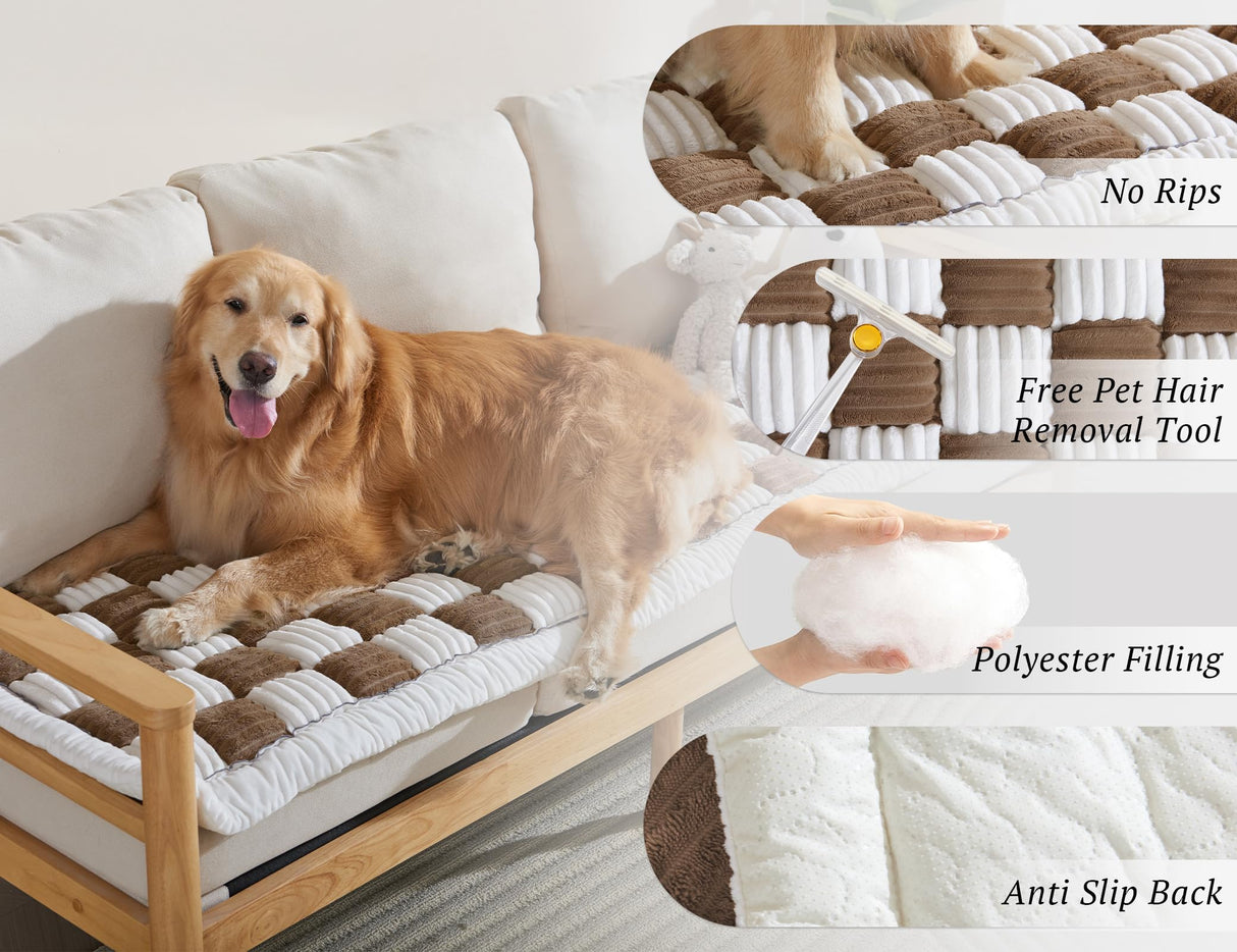 Couch Cushion Cover for dog Sofa Cover Washable Pet Love Seat Couch Covers for Sofa Slipcovers Couch Protector Blanket for Dog Sofa Cushion Covers for Pet Washable Pad Light Brown 70x70cm/27.6x27.6in