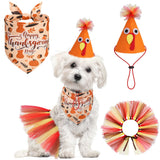 SCENEREAL Thanksgiving Dog Bandana Dress with Hat Set, Pet Turkey Costume for Small Medium Sized Dogs, Cute Tutu Skirt Outfit for Party Halloween