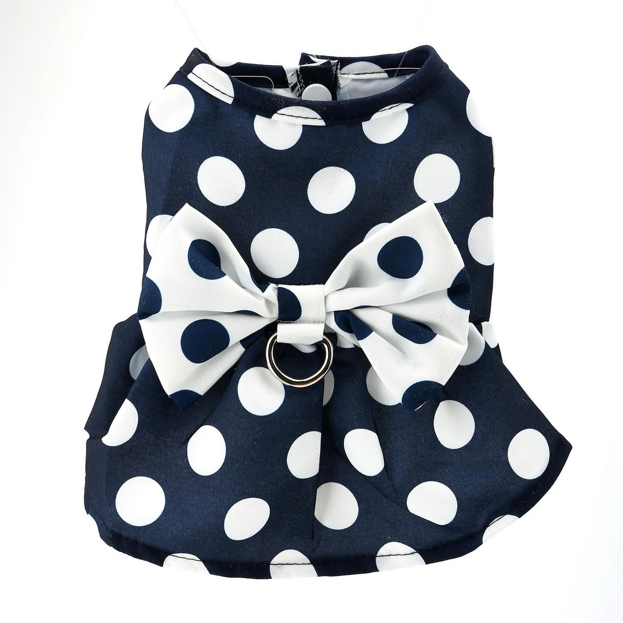 PAIDEFUL Dog Harness Dress,Retro Bow Princess Dresses for Small Dogs Cats Fashion Polka Dot Puppy Pleated Skirt Soft Lightweight Doggy Sundress Button up Chihuahua Clothes Costume D-Ring,Blue,M