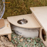 Niteangel Animal Sand-Bath Box: - Acrylic Critter's Sand Bath Shower Room & Digging Sand Container for Hamsters Mice Lemming Gerbils or Other Small Pets (Triangle, Burlywood)