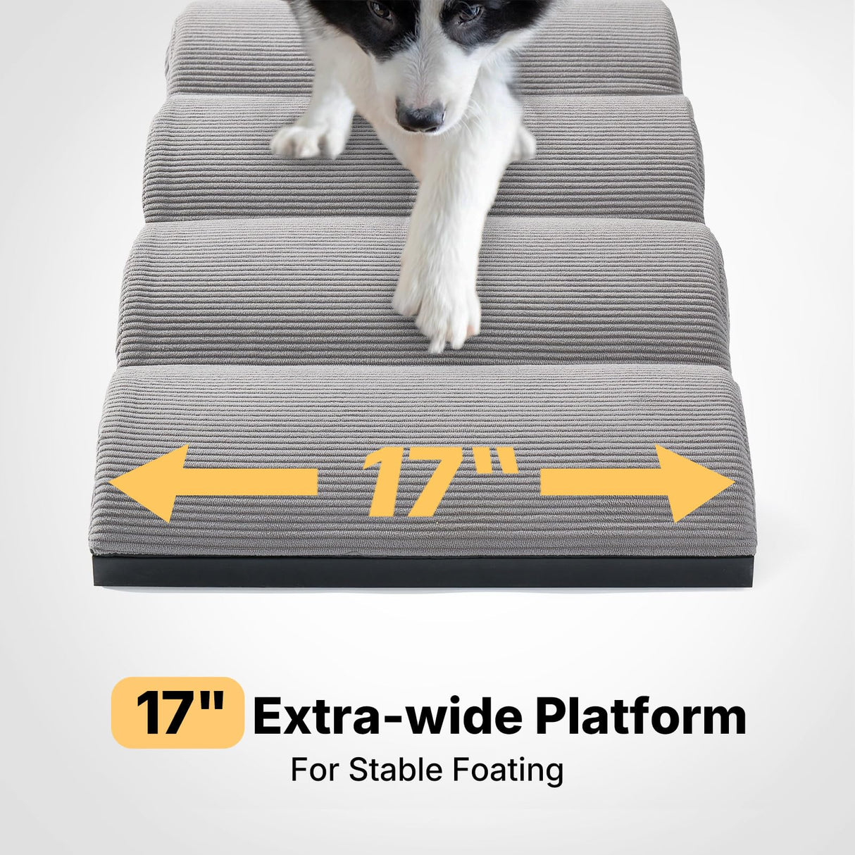 Veehoo Dog Ramp for Bed Couch for Small to Large Dog, Foldable Ramp for Dogs to Get on Bed 5 Adjustable Height from 17" to 23", Pet Cat Stairs Doggy Steps Non Slip with Metal Frame, Up to 130lbs