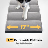 Veehoo Dog Ramp for Bed Couch for Small to Large Dog, Foldable Ramp for Dogs to Get on Bed 5 Adjustable Height from 17" to 23", Pet Cat Stairs Doggy Steps Non Slip with Metal Frame, Up to 130lbs