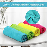 Microfiber Cleaning Cloth 210GSM, Pack of 12, Size:11.5" x 11.5", Ultra-Soft, High-Density Non-Abrasive Cleaning Towels for Cars, Glass, Kitchen, Reusable Rags, Blue/Green/Yellow/Pink