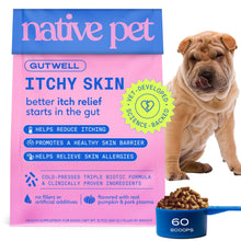 Load image into Gallery viewer, GutWell Itchy Skin - Dog Itching Skin Relief &amp; Seasonal Allergy Itch Relief for Dogs - Promotes Skin Hydration, Elasticity &amp; Healthy Barrier with Triple-biotic Blend, Zinc, &amp; Vitamin E - 60 Scoops
