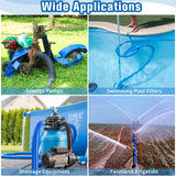 2 IN x 110FT Pool Backwash Hose Heavy Duty Drain Discharge Double PVC Layflat Hose with 2 Clamps, Weatherproof Burst Resistant for Water Transfer, Sump Pump, Pool Filter, Pool Drain (33.6M, Blue)