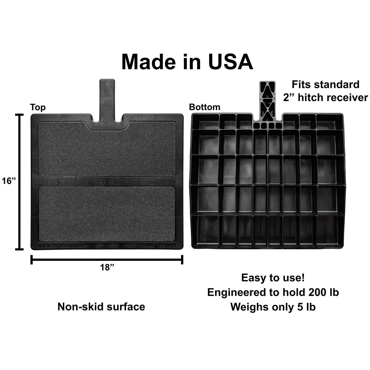USA Made Otto Step Pet Ramp Step Helps Dogs Get in & Out of Car Van SUV | Portable Lightweight Dog Ramp | Simply Slide into 2 inch Trailer Hitch Receiver | No Tools Needed | Essential Pet Gear |