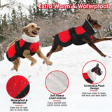 Dogcheer Dog Coat, Christmas Dog Jacket, Waterproof Turtleneck Puppy Winter Coat, Adjustable Pet Puffer Jacket, Reflective Warm Fleece Coats for Small Medium Large Dogs - Red, XL