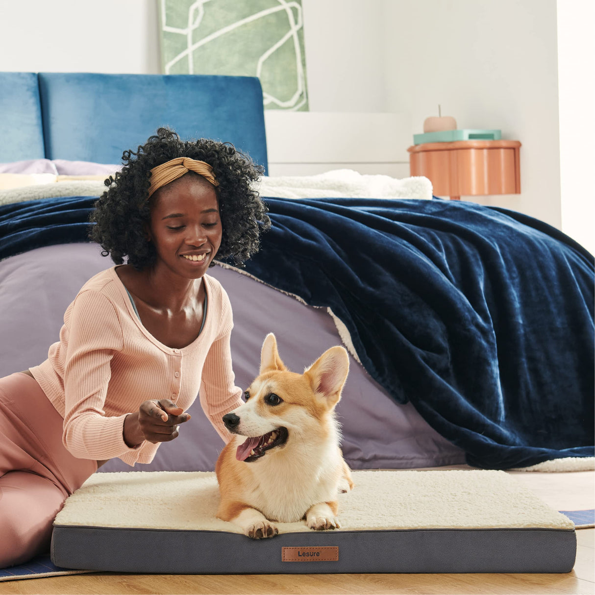LE SURE Washable Dog Bed Cover Replacement - Large Size Plush Fleece Cover for Orthopedic Egg Crate Foam Pet Mat 36x27x3 Inches, Grey