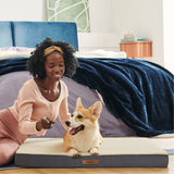 LE SURE Washable Dog Bed Cover Replacement - Large Size Plush Fleece Cover for Orthopedic Egg Crate Foam Pet Mat 36x27x3 Inches, Grey