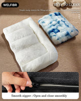 Welfibr Dog Bed with Shredded Foam Filling, 35" *25" Calming Pet Sofa with Removable Washable Cover, Soft Faux Fur Bolster Couch for Dogs, Anti-Slip Bottom (Tie-Dyed Blue, Small)