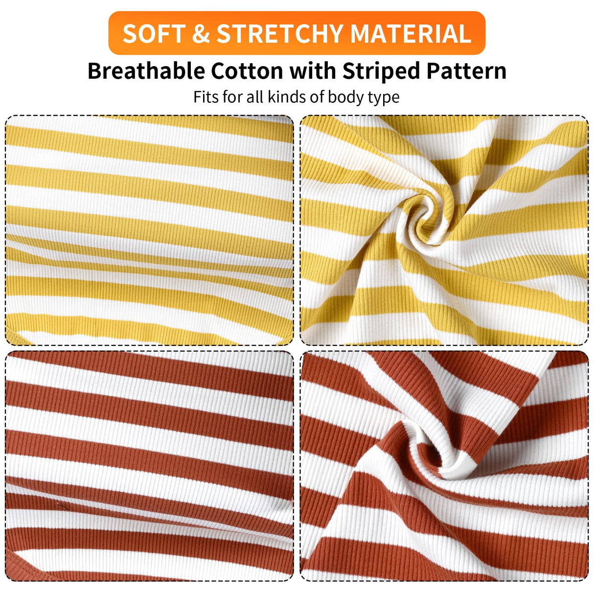 CtilFelix Dog Shirt Striped Dog Clothes Stretchy Vests Soft Cotton for Small Medium Large Dogs Boy Girl Puppy Clothes Lightweight Cat Outfit Kitten Tank Top Apparel T-Shirts Pack-2 Yellow & Rust S