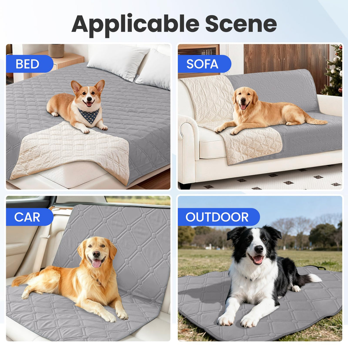 CYCMACO Waterproof Couch Covers for Pets, Waterproof Dog Bed Cover, Anti-Slip Soft Dog Blankets, Couch Cover for Dogs Washable, Pet Blanket for Puppy Large Dogs Cat (82x120 Inch, Light Grey)