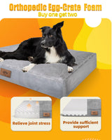 Sytopia Indestructible Dog Beds for Large Dogs Orthopedic, Chew Proof Dog Bed 42 Inch Pet Crate Pad, Washable Removable Cover and Anti-Slip Bottom - XL