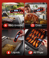Meat Thermometer Digital – Instant Read Food Thermometer for Grilling, BBQ, Air Fryer, Smoker, Candy Making, Kitchen Gadgets, BBQ Essentials, Gift for Fathers Day, Dad Men Husband Him, Red