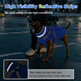 Dogcheer Dog Coat with Harness, Waterproof Warm Dog Winter Jacket with Pockets, Reflective Pet Fleece Jacket Turtleneck Snowsuit for Small Medium Large Dogs - Blue, 2XL