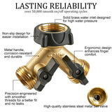 Hourleey Brass Garden Hose Splitter 2 Way, 3/4 Inch Hose Connector Tap Splitter, Hose Y Splitter, Hose Spigot Adapter 2 Valves with Extra Rubber Washers
