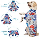 LovinPet Dog Pjs, Wound Care, Surgery Recovery Clothes, Large Pitbull Pajamas, Lightweight Stretchy Jersey Knit, Galaxy World Gray Print, Big Dog Jammies,UV Protection, Pitbull Pajamas, Pet PJ's, 2XL