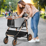MAMIZO Pet Stroller for Medium Dogs Cats Up to 55 lbs, All-Terrain 3-in-1 Dog Stroller with Detachable Carrier, Rubber Wheels, One-Click Folding, Storage Basket & Cup Holder, for Senior Dogs & Cats