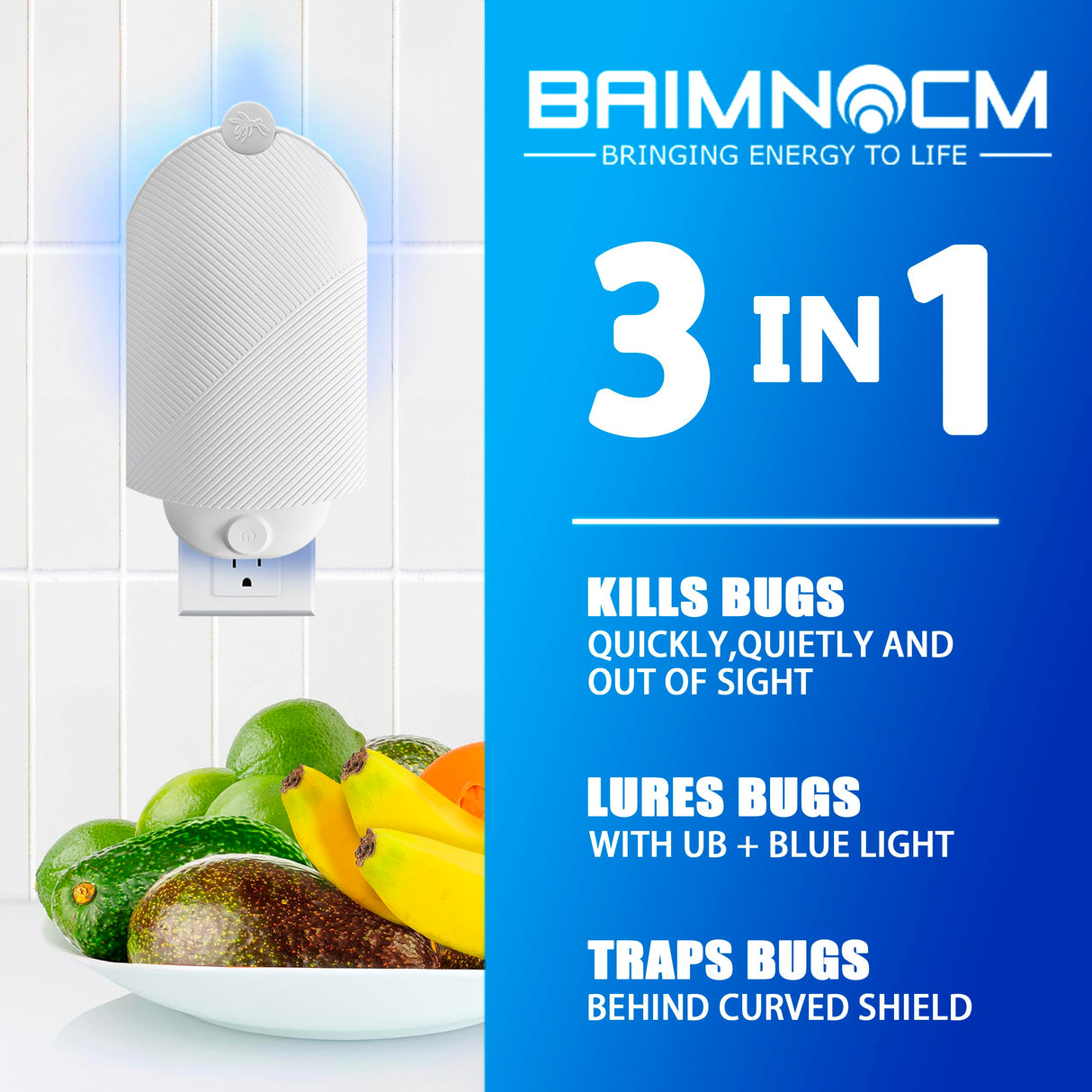 Flying Insect Trap for Indoor Use (2 Staters & 6 Refill Cartridges), UV Light Bug Catcher for Fruit Flies, Gnats & Small Flying Pests, Silent, No-Zap, Mess-Free