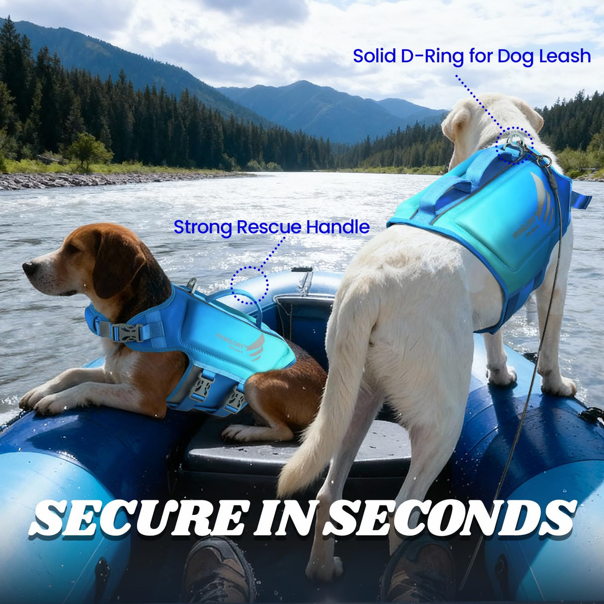 VIVAGLORY High Buoyancy Dog Life Vest, Swimming Vest with Handle, Dog Life Jacket for Swimming & Boating, Buoyancy for Puppy Doggy, S, Turquoise