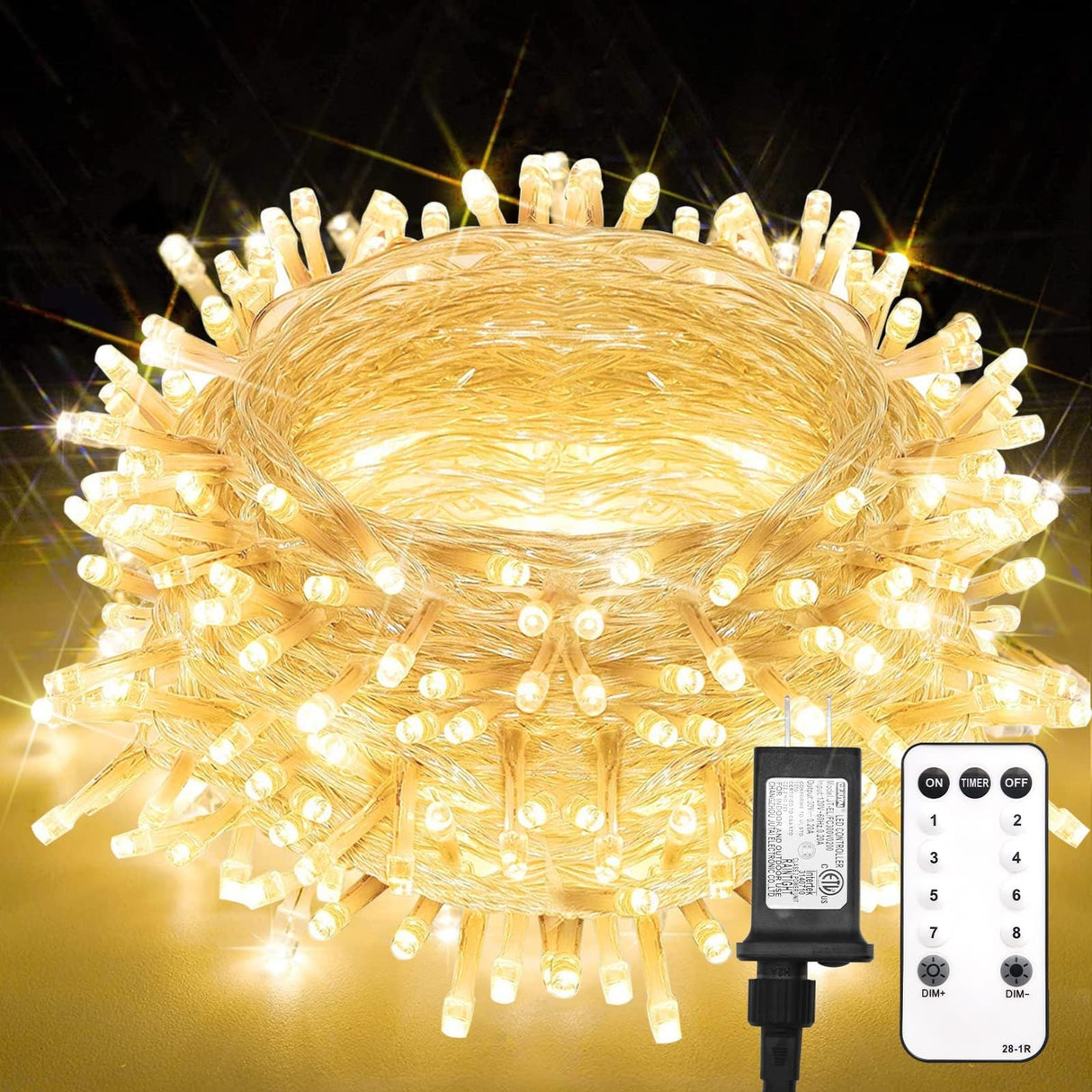 suddus 300 Led Christmas Lights Outdoor, 99ft Christmas Tree Lights Connectable, Warm White Christmas Lights Indoor for Xmas Holiday Yard Party Porch Holiday Lights Decor