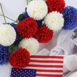 12 Pcs Artificial Chrysanthemums Flowers Patriotic Flower, 4th of July Fake Mums Flowers Silk for Home Decor Indoor Memorial Day Table Centerpiece Vase not Included (12, Red, White, Blue)