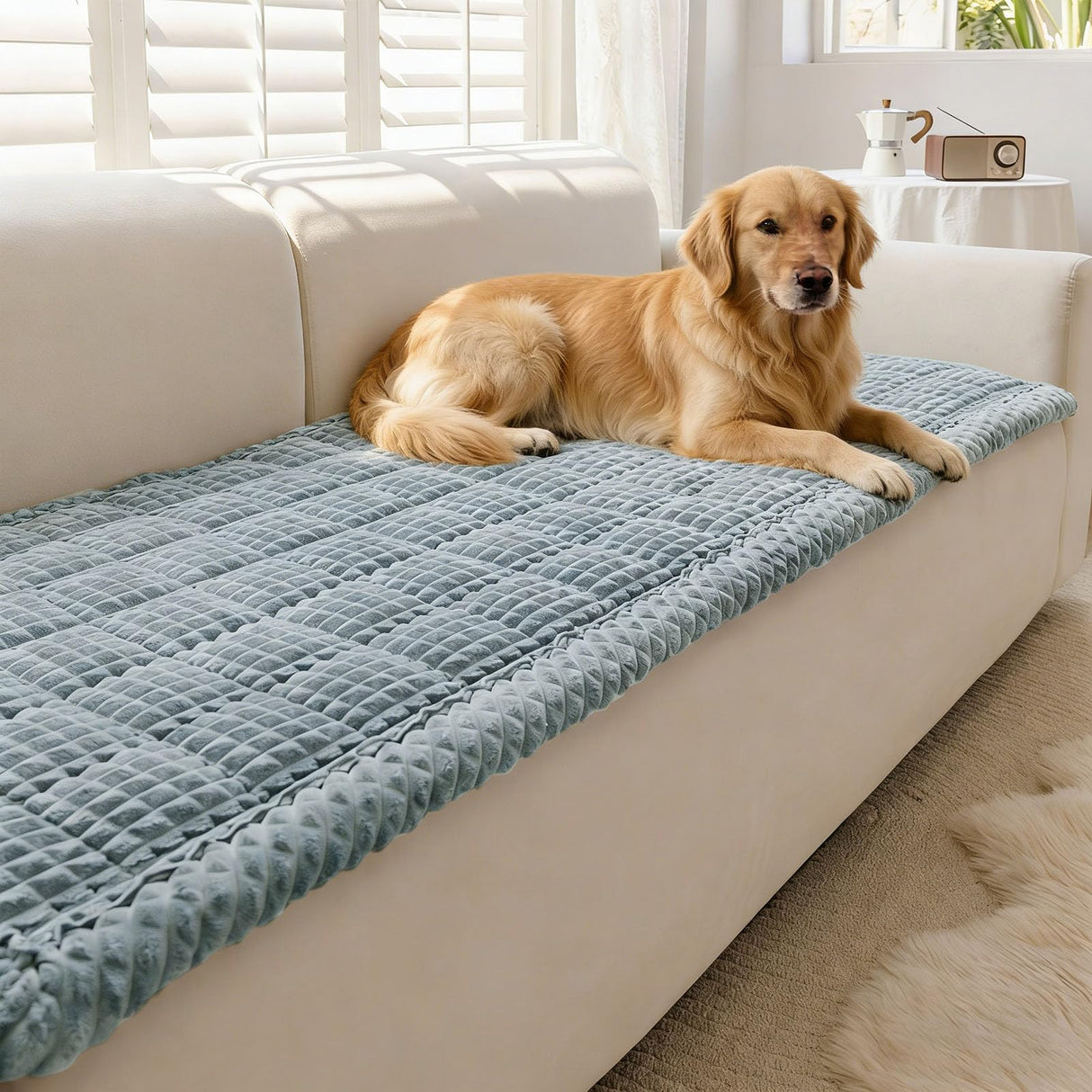 Disayu Couch Cover for Dogs Washable, Non Slip Couch Covers for 3 Cushion Sofa Pet Friendly, Fuzzy Pet Couch Cushion Covers for Dog,Thick,Soft for Sofa Protector (Blue Gray, 27.6" x 82.7"/70 x 210cm)