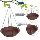 VUWEZ Hanging Bird Bath, Hanging Bird Water Feeder for Outdoors, Feeder Bowl, 1 Pack Birdbath Tray Accessories for Outside, Plastic Birdbaths Tray for Garden Patio Decoration (14", Chocolate)