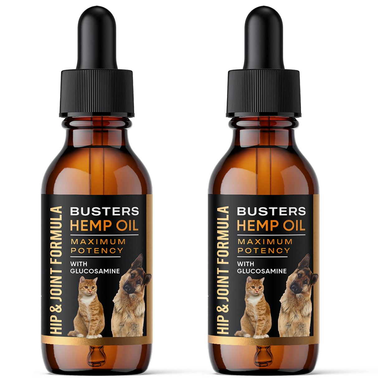 Busters Hip and Joint Hemp Oil for Dogs Formula with Glucosamine, 2Pack 2Month Supply, Soothing Relief for Cats, and Pets, Advanced Mobility Support