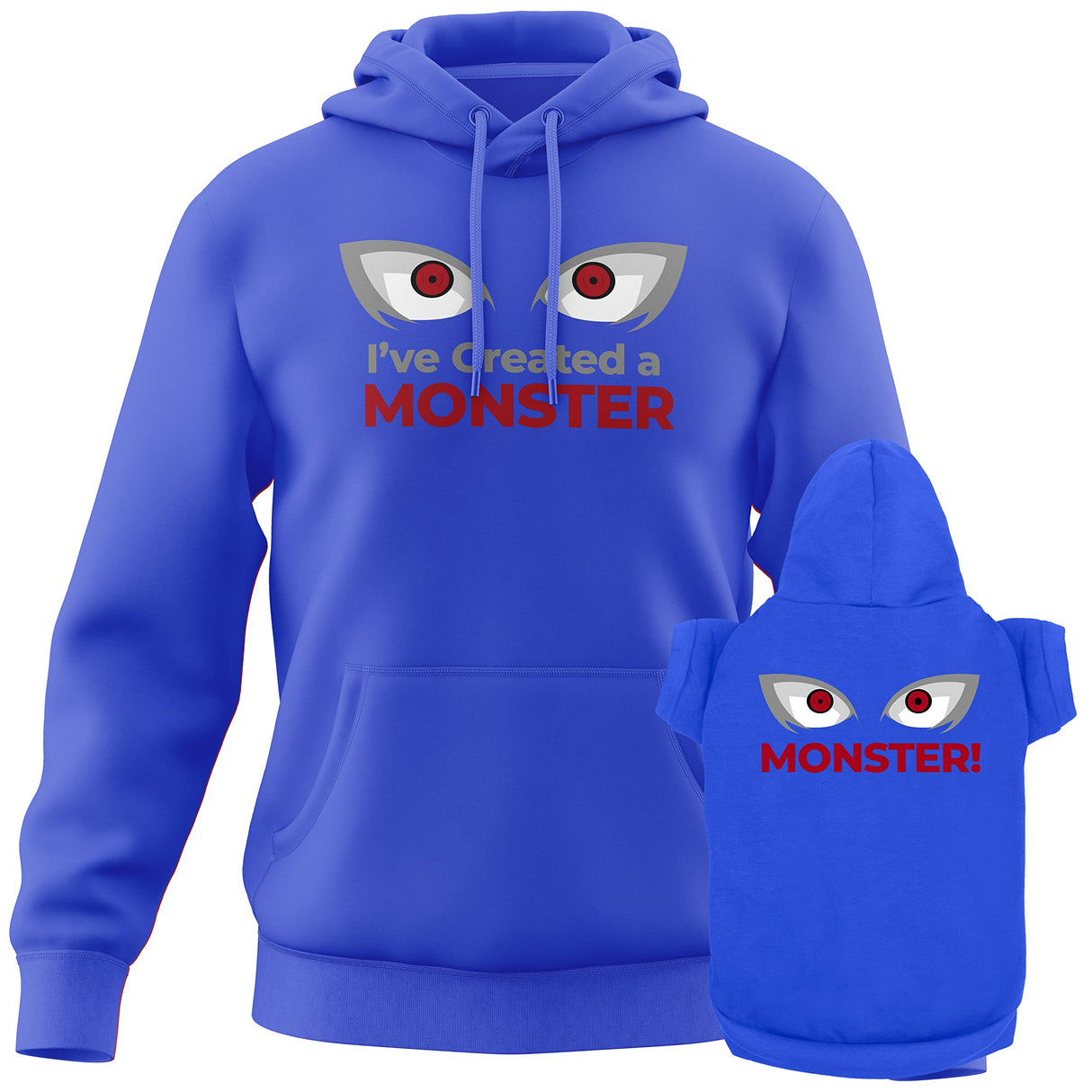 APPARELYN Funny Matching Dog & Owner Outfit Sweater - Monster Pet & Owner Matching Hoodie Sweatshirt | Royal Blue L Human | 2XL