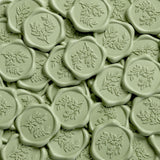 UNIQOOO Wax Seal Stickers - Eucalyptus Wedding Invitation Envelope Seal Stickers, 100 Pcs Self- Adhesive Sage Green Stickers, Perfect for Invitation, Christmas, Gift Wrapping, Party