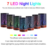 Essential Oils Diffuser,100ML Aromatherapy Diffuser,Gifts for mom,Metal Cool Mist Humidifier with 7 Colors Lights Waterless Auto Off Air Diffusers(Tree)