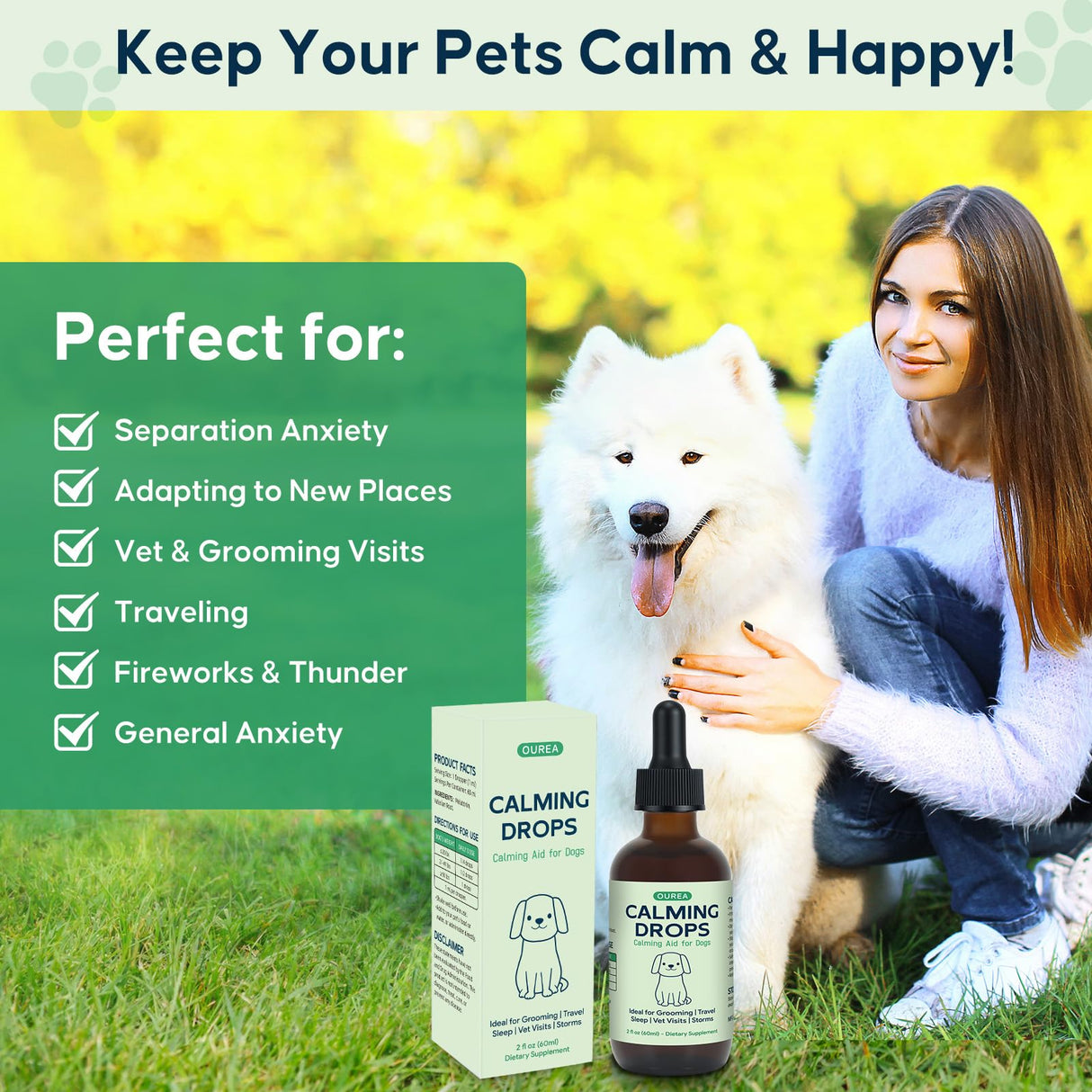 Calming Drops for Dogs Grooming – Melatonin & Valerian Root Formula to Help Maintain Calm During Grooming and Nail Trimming – Also Great for Travel, Vet Visits & Bedtime – 2 fl oz