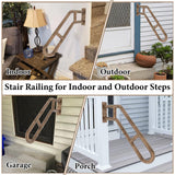 2 Pack Hand Rails for Outdoor 1-3 Steps, 27" Bent Wall Mount Handrail, Antique Metal Stair Handrails, Grab Bars with 2 Anti-Skid Crossbar for Garage Porch Stairs for Elderly Kids Disabled