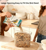 Brabtod Bird Seed Storage Container Portable-3 Qt/2.8 L Clear Pet Food Container-with Measuring Cup/Lid,Airtight Wild Bird Seed Dispenser for Storing Sunflower Seed|Squirrel proof|BPA Free-Green