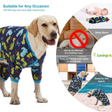 LovinPet Dog Clothing for Large Dogs: Dinosaur in The Jungle Print, Lightweight Stretchy Knit Pullover Puppy Pajamas, Big Dog Onesie. Large Breed Dog Jammies, Pet PJ's /3XL