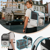 TTPet Pet Backpack Carrier with Built-in Cooling Fan & Heating Pad, Expandable Cat Carrier Backpack for Cats and Small Dogs, Ventilated Travel Backpack Carrier for Hiking/Outdoor/Vet Visits, Grey