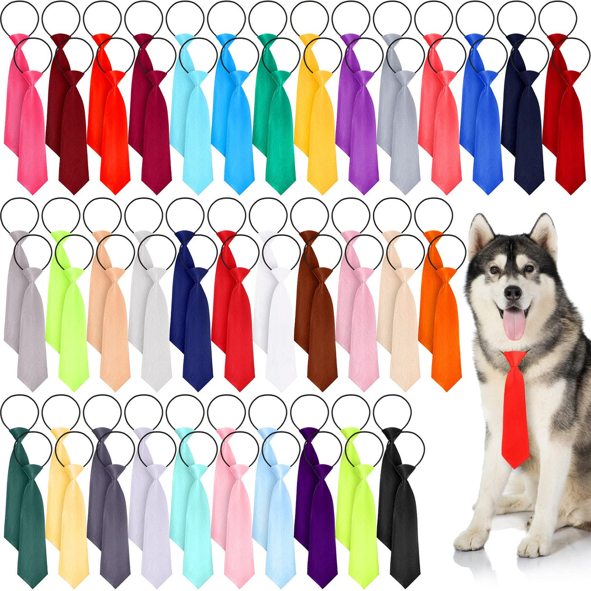 70 Pcs Dog Neck Ties Bulk, Adjustable Pet Bow Ties for Medium Large Dogs, Pet Collar Grooming Costume Accessories for Daily Wearing Photography Wedding Birthday Holiday Party Gift, 35 Colors
