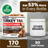 Turkey Tail Mushroom for Dogs - 170 Count - Mushroom Chews for Dogs Lipoma Lumps and Bumps - Immune Health, Digestive, Skin, Energy, Joint Vitamin Support Guard Buddy - Multivitamin Supplement