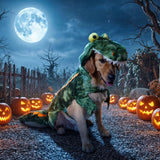 MUYAOPET Large Dog Costume Halloween Dog Crocodile Costume Pets Winter Warm Coat Jumpsuits (XL, Green)