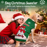 IECOii Dog Christmas Sweater, Dog Sweater for Small Dogs Girl Boy Pullover Knitwear for Holiday, Snowman & Snowflake Christmas Sweaters for Cold Weather Dog Turtleneck with Leash Hole, Green, M