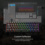 GM611 Mechanical Keyboard,Rainbow LED Backlit Gaming Wired Keyboards Compact Mini 61 Keys Portable 60 Percent Mechanical Keyboard with Black Keycaps,for Windows Laptop PC Linear Red Switches