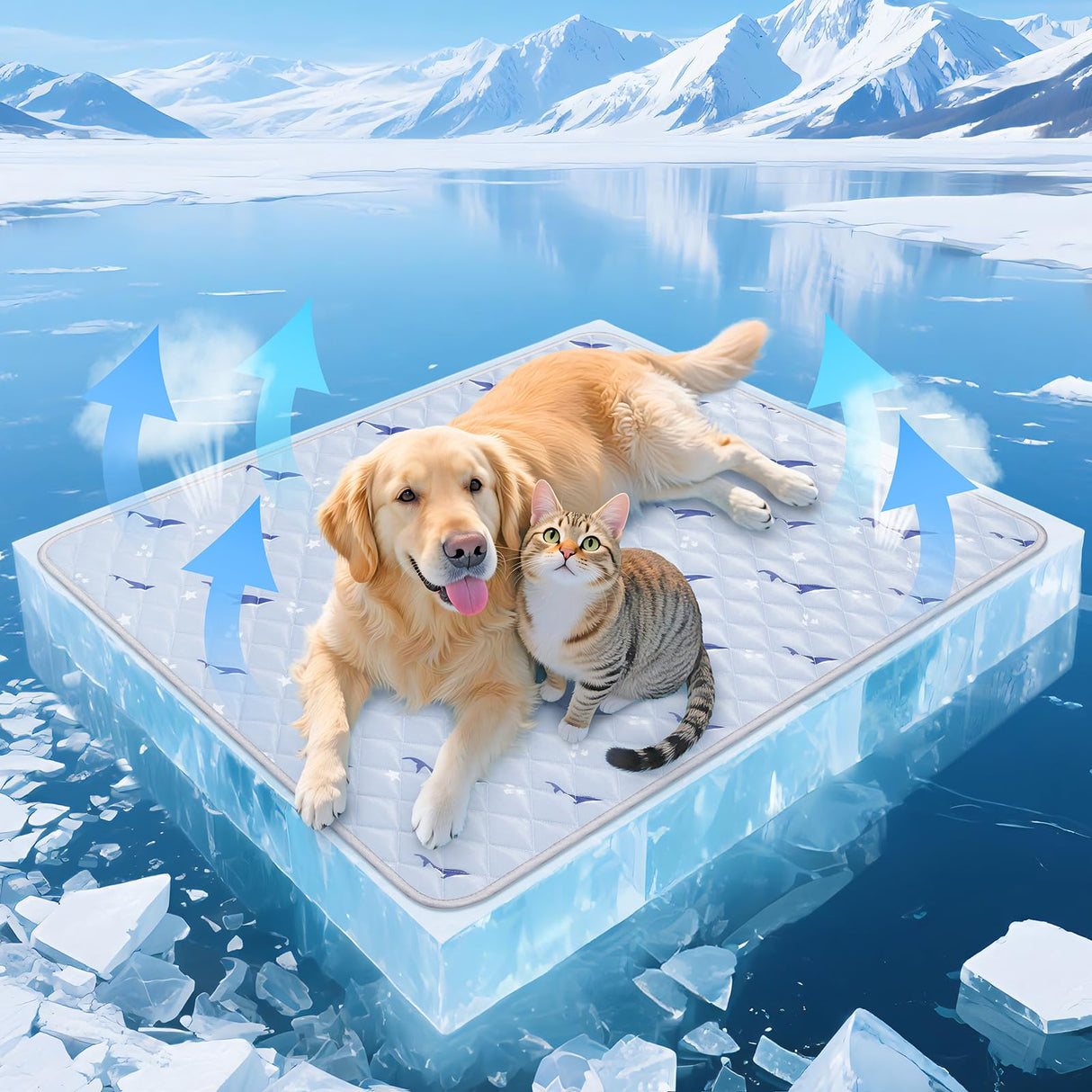Velvopet Dog Cooling Mat, Cooling Mat for Dogs, Breathable Dog Bed with Non-Slip Design, Portable & Washable Pet Pad for Indoor, Outdoor, Crate, Summer Cat Bed, Cool Pet Pad, Gel-Free, 39"x58"