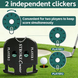 IOGOG 2Pcs Golf Stroke Counter, 2-Player Golf Counter Clicker with Hanging Rope, Shockproof Mini Portable Stroke Counter for Your Golf, Outdoor Sports, Different Kinds of Competitions and Games(Black)