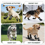 Furrtripsy Dog Boots, Waterproof Dog Shoes with Reflective Straps, Rugged Anti-Slip Sole Paw Protectors for Medium Large Dogs, Breathable Pet Booties for Hot Pavement, Snow, Hiking, 4Pcs