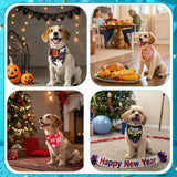 EXPAWLORER Holiday Dog Bandanas - 12 Pack Pet Bandana for Whole Year, Festival Puppy Scarf Dog Handkerchiefs Halloween Christmas New Year Birthday Triangle Bibs for Small Medium Large Breeds, Large