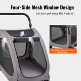 VEVOR Pet Stroller, 4 Wheels Dog Carrier with Brakes, 160lbs Weight Capacity, Portable Puppy Travel Strollers with Breathable Mesh Windows & Height-Adjustable, for Cats & Dogs