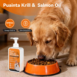 PUAINTA Krill and Salmon Oil for Dogs & Cats for Healthy Skin and Coat, 25% Max Omega 3 for Dog Fish Oil Supplement with EPA & DHA, Vitamin A, E for Dry Skin, Itchy & Allergy Skin Relief -8 oz, Liquid